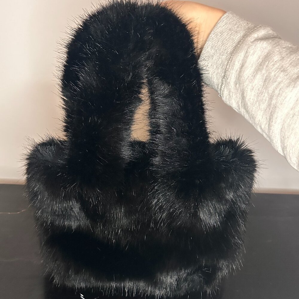 J Crew - Faux Fur Small Bag - Black